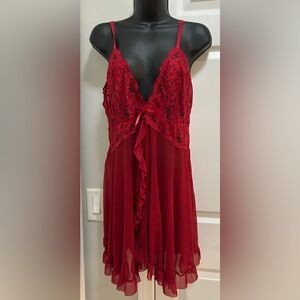 Red Lace Sheer Lingerie Babydoll Dress Romantic Nights

Size1X